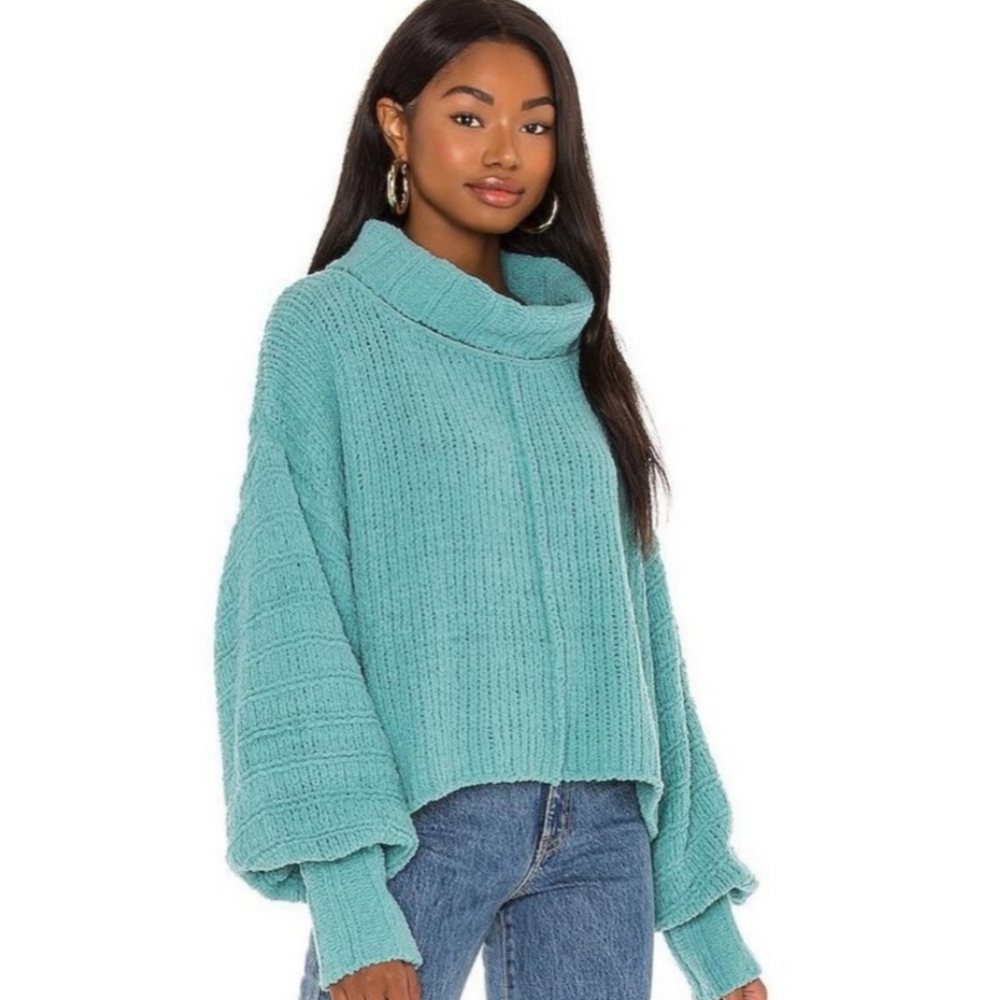 FREE PEOPLE - Be Yours Cowl Sweater Emerald Aura - Picture 1 of 6